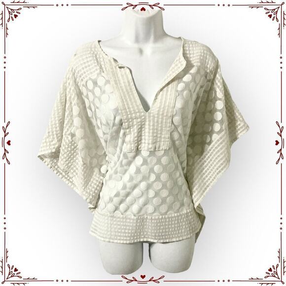 Alfani Tops - Alfani Women's M Sheer White Dot Lace Poncho Blouse